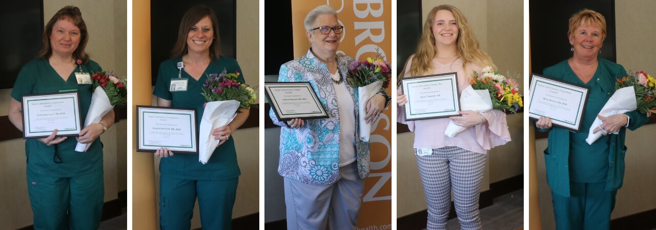 Headshots of the Nursing Excellence Award winners from Bronson Battle Creek Hospital