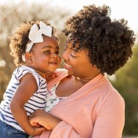 Image of a one year old and her mom