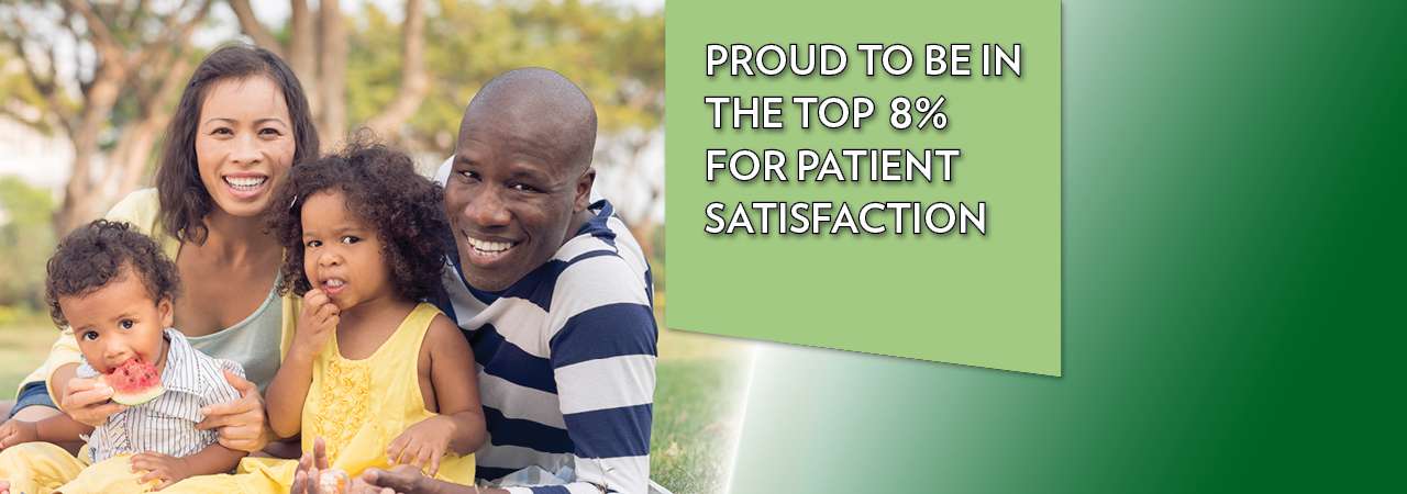 Proud to be in the top 8 percent for patient satisfaction