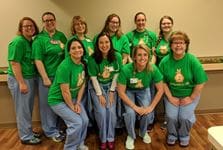 Staff dressed in kangaroo tshirts