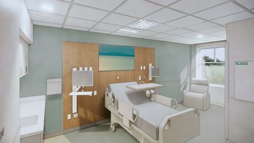 Photo of New Bronson South Haven Inpatient Room.