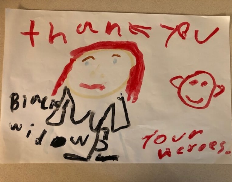 Image of a card written by a community member to Bronson's healthcare heroes