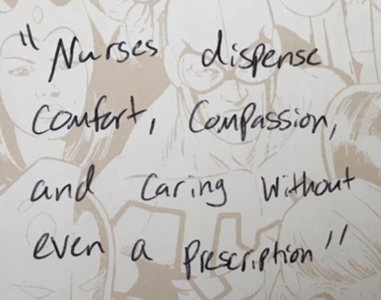 Image of a card written by a community member to Bronson's healthcare heroes