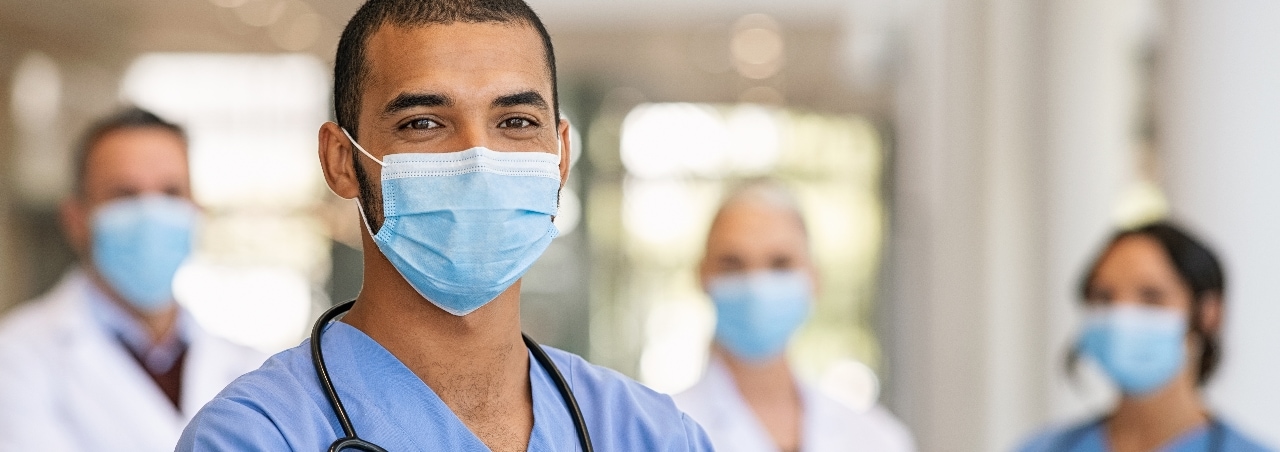 hospital staff in masks